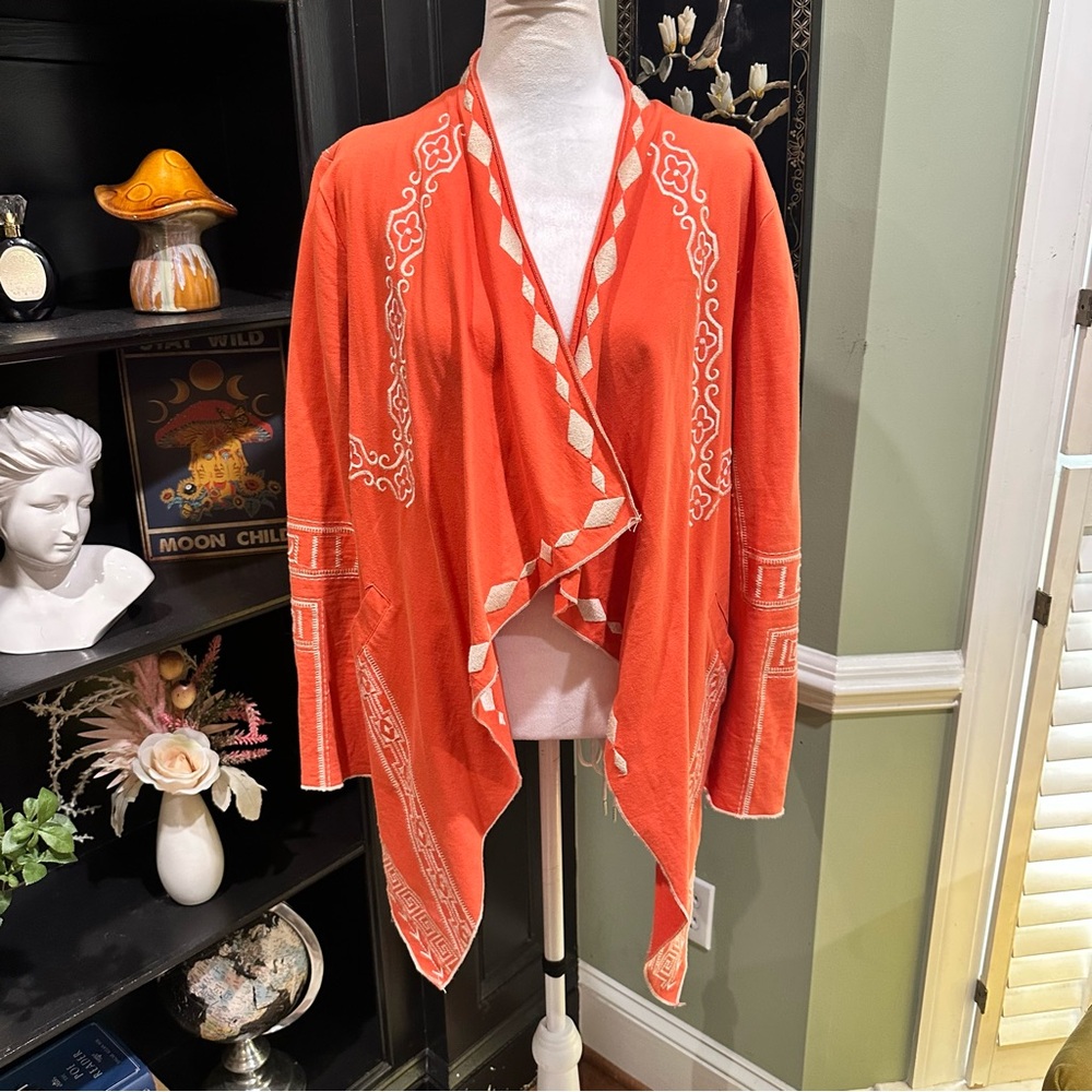 Monoreno Embroidered Open Front Cardigan – Size M